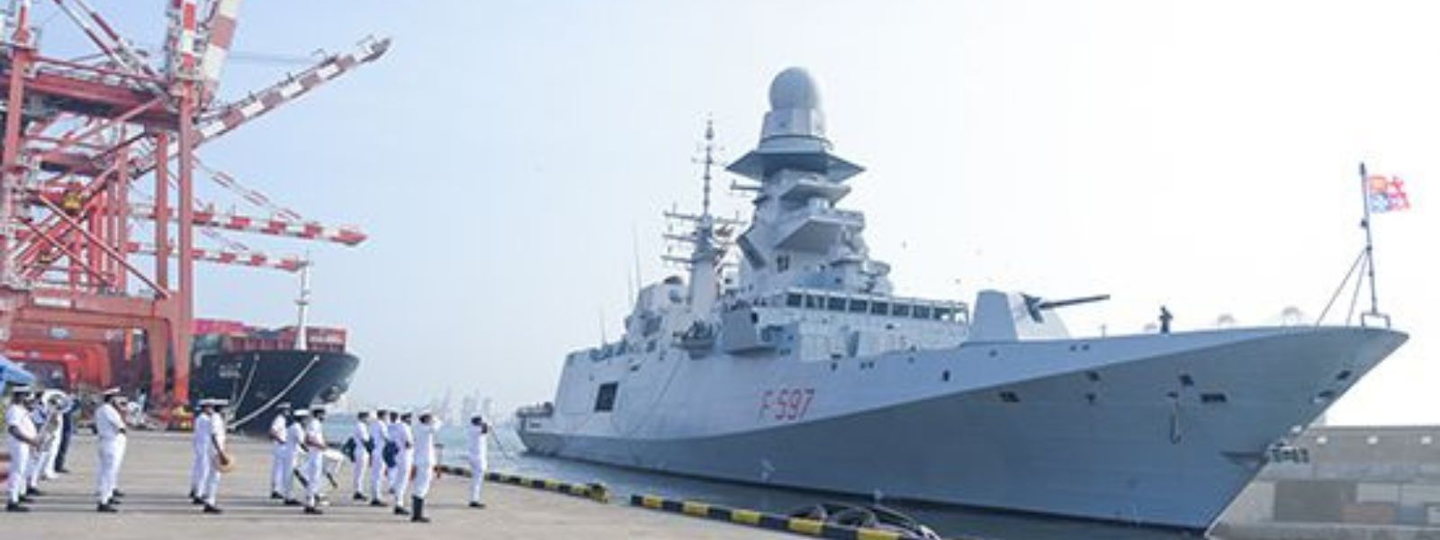 Italian Naval Ship ANTONIO MARCEGLIA departs